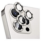 Apple iPhone 12 Pro Kamera Koruyucu Lens Mercek Metal Çerçeveli 3lü Set Gümüş Gri Silver