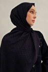 Lacivert Link Desen  Bambu Cotton Şal  02