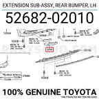 Kapak Reflektör Auris 2015-2017 Arka Sol (Oem No:5268202010)