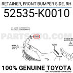 Tampon Bağlantı Braketi Yaris 2020 Sonrası Ön Sağ (Oem No:52535K0010)