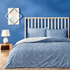 Linens Allday Tuiren Pamuk Saten Çift Kişilik Nevresim Takımı Mavi