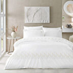 Linens Brode Chıffon Pamuk Çift Kişilik Nevresim Takımı Beyaz