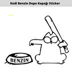 Kedi Sopalı Depo Kapağı Oto Sticker 15 CM