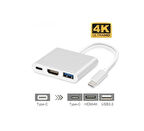 ALLY 4k Type C Hdmi Görüntü Aktarıcı 3 İn1 Şarj Usb Çıkışlı Kablo