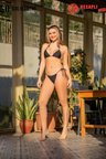 Gd Goldoremi Premium Kadın Siyah Likralı Bağcıklı Küçük Üçgen Bikini Takım