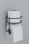 Yapışkanlı Tuvalet Kağıtlığı Tutacağı Askısı Mat Siyah Metal Tuvalet Kağıtlık Yuvarlak Model