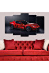 Zevahir 5 Parça Mdf Kırmızı Spor Araba Tablo