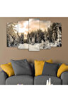 Zevahir 5 Parça Mdf Kar Manzara Tablo