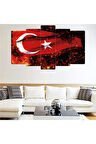 Zevahir 5 Parça Mdf Alevli Türk Bayrağı Tablosu