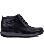 Sail Laker's Küt Burun Orta Topuk Fermuarlı Soğuk Havaya Dayanıklı Günlük Siyah Klasik Bot Deri