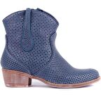 Sail Lakers - Lacivert Deri Fermuarlı Kadın Yaz Bo