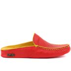 Sail Lakers - Kırmızı, Sarı Deri Erkek Ev Terliği