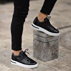 Sail Lakers - Siyah Rugan Deri Bağcıklı Erkek Sneaker