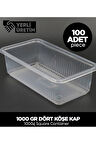 1000 Gr Dört Köşe Kap 100 Adet