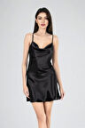 AHU Primoda Mini Degaje Detaylı Siyah Gecelik - 7740