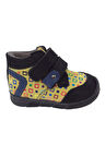 OrtopedikAL1001 Ridente Siyah Sarı Baskı Bebe Erkek Çocuk Bot % 100 DERİ Cırtlı