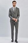 Koyu Antrasit Düz Desen Kılıç Yaka 6 Drop Slim Fit Yelekli Takım Elbise 1001240173