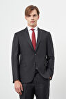 Siyah Düz Gabardin Mono Yaka Tam Astar Çift Yırtmaç 2 Düğme 6 Drop Comfort Fit Classic Takım Elbise 1001245171