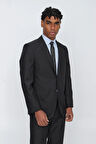 Siyah Düz Gabardin Mono Yaka 2 Düğme 6 Drop Comfort Fit Basic Takım Elbise 1001250009_001