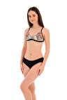 RUKOMAYO SİYAH ÇİÇEK DESENLİ OMUZDAN AYAR ASKILI FREESET MODEL LYCRA KUMAŞ BİKİNİ