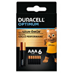 Duracell Optimum AAA Alkalin İnce Kalem Pil 1,5 V (LR03 / MN2400) 6 lı Paket 4 ADET