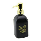 CAM KARE - SİYAH ŞİŞE--SARI KELEBEK-ÇiÇEK DESEN SIVI SABUNLUK 400ML GOLD PLASTİK POMPA-Findit
