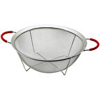 28CM TEL SEPET METAL SÜZGEÇ SİLİKON KILIFLI KULP METAL ÇERÇEVE - AYAK-Findit