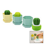 KAKTÜS MODEL SAPLI SERT - RENKLİ PLASTİK TEL BULAŞIK FIRÇASI  RENKLİ PLASTİK TABAKLI HAZNE-Findit