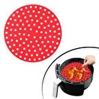 Renkli Isıya Dayanıklı Yıkanılabilir Silikon Fırın Ve Airfryer Yuvarlak Pişirme Matı 20 Cm-Findit