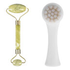 2Li Set Çift Taraflı Cilt Temizleme Fırçası Ve Yeşim Taşı Çift Taraflı Cilt Masaj Aleti-Findit