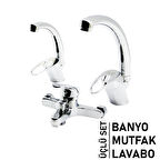 3LÜ SET   BANYO - EVYE MUTFAK - LAVABO   AÇ KAPA  MİX BATARYA MUSLUK-Findit