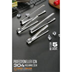 Modacar Mini 12.5 cm Buz Maşası - Şeker Limon Maşası Kokteyl Servis Maşası 5 li PAKET 304 Paslanmaz Çelik