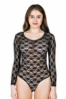 Bisiklet Yaka Dantelli Çıtçıtlı Kadın Body 327