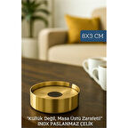 Gold Inox 1 MM Scotch Çelik Küllük – 8 cm x 3 cm | Modern, Hijyenik ve Dayanıklı Tasarım