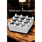 Metal Döküm Küllük – 3x3 Yuvalı, Krom , Modern ve Ağırlıklı Tasarım 7