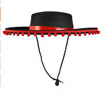 Kırmızı Ponponlu Siyah Renk Çocuk İspanyol Şapkası