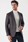 Desenli Mono Yaka Astarlı Çift Yırtmaç 6 Drop Slim Fit Dar Kesim Klasik Ceket 1002235132 Bordo