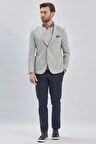 Gri Desenli Kırlangıç Yaka Likralı 6 Drop Slim Fit Dar Kesim Casual Ceket 1002240155