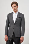 Koyu Antrasit Kazayağı Desen Bez Ayağı Mono Yaka Tam Astar Çift Yırtmaç 2 Düğme 6 Drop Slim Fit Classic Ceket 1002245106