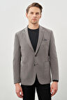 Koyu Antrasit Kazayağı Desen Örme Mono Yaka 2 Düğme 6 Drop Slim Fit Classic Ceket 1002245166_070