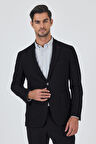 Siyah Mono Yaka Düz 2 Düğme Casual Esnek Slim Fit Ceket 1002250123