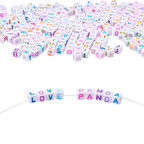 Akrilik Küp Harfler Rengarenk Bilezik Ve Kolyeler İçin Harf 100GR