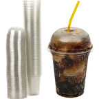 Pet Plastik Limonata Milkshake Bardağı Bombe Kapaklı 350 CC (25 Adet)