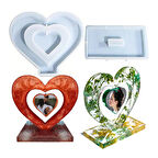 Epoksi Sevgililer Günü Fotoğraf Çerçevesi Kalp Dekoratif Resimlik Kalıbı