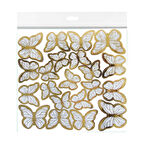 Varaklı Kelebek Dekoratif Süs (63 Adet)  Beyaz