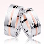 Beyaz Rose Şeritli Altın Alyans 1003-1