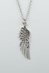 Kartal Melek Kanat Erkek Kadın Kolye Antik Gümüş Kaplama - 60 cm Düz Zincir