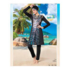 Ruko Maio 22151 Siyah Renk Kadın Büyük Beden Likralı Tesettür Mayo