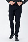 Siyah Desenli Armürlü Pamuklu Yan Cepli Slim Fit Dar Kesim Casual Pantolon 1003235120