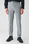 Gri Yan Cepli Beli Lastikli Keten Karışımlı Casual Slim Fit Dar Kesim Pantolon 1003240103